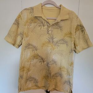Men's Tropical Print Shirt - Yellow and Gray